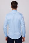 Slim Fit Pamuklu Düz Mavi Erkek Gömlek