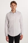 Slim Fit Uzun Kollu Pamuklu Düz Erkek Bej Gömlek