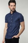 Slim Fit Dar Kesim Kısa Kol Poplin Oxford Erkek Gömlek