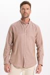 Slim Fit Uzun Kollu Düğmeli Yaka Pamuklu Kolay Ütülenebilir Düz Erkek Gömlek