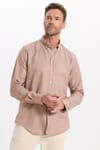 Slim Fit Uzun Kollu Düğmeli Yaka Pamuklu Kolay Ütülenebilir Düz Erkek Gömlek