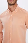 Slim Fit Düğmeli Yaka Pamuklu Kolay Ütü Düz Erkek Gömlek