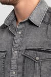 Slim Fit Uzun Kollu Dar Kesim Gündelik Denim Erkek Gri Gömlek
