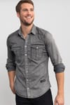 Slim Fit Uzun Kollu Dar Kesim Gündelik Denim Erkek Gri Gömlek