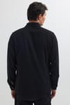 Slim Fit Uzun Kollu Dar Kesim Denim Kot Çift Cepli Spor Yaka Erkek Siyah Gömlek
