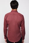 Slim Fit Gündelik Denim Bordo Erkek Gömlek