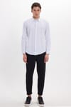 Slim Fit Uzun Kollu Pamuklu Kolay Ütü Çizgili Erkek Beyaz Gömlek