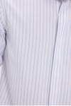 Slim Fit Uzun Kollu Pamuklu Kolay Ütü Çizgili Erkek Beyaz Gömlek