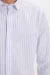 Slim Fit Uzun Kollu Pamuklu Kolay Ütü Çizgili Erkek Beyaz Gömlek