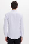 Slim Fit Uzun Kollu Pamuklu Kolay Ütü Çizgili Erkek Beyaz Gömlek