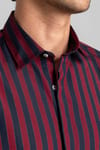 Slim Fit Dar Kesim Çizgili Oxford Spor Gömlek