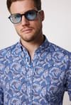 Slim Fit Desenli Pamuklu Kolay Ütü Erkek Gömlek