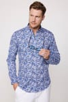 Slim Fit Desenli Pamuklu Kolay Ütü Erkek Gömlek