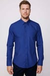 Slim Fit Pamuklu Kolay Ütü Erkek Lacivert Gömlek