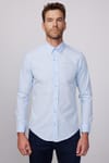 Slim Fit Pamuklu Kolay Ütü Mavi Erkek Gömlek