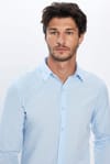 Slim Fit Uzun Kollu Pamuklu Kolay Ütü Erkek Mavi Gömlek