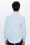 Slim Fit Uzun Kollu Pamuklu Kolay Ütü Erkek Mavi Gömlek