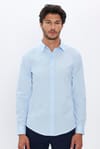Slim Fit Uzun Kollu Pamuklu Kolay Ütü Erkek Mavi Gömlek
