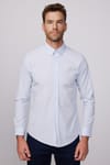 Slim Fit Pamuklu Kolay Ütü Mavi Erkek Gömlek