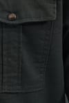 Slim Fit Uzun Kollu Spor Yaka Yıkamalı Çift Cepli Armürlü Denim Kot Erkek Haki Gömlek