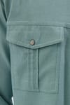 Slim Fit Uzun Kollu Spor Yaka Yıkamalı Çift Cepli Armürlü Denim Kot Mint Erkek Gömlek