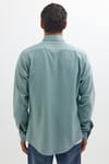 Slim Fit Uzun Kollu Spor Yaka Yıkamalı Çift Cepli Armürlü Denim Kot Mint Erkek Gömlek