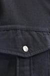 Slim Fit Uzun Kollu Spor Yaka Yıkamalı Çift Cepli Armürlü Denim Kot Siyah Erkek Gömlek