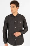 Slim Fit Tek Cep Çıtçıtlı Düz Denim Yıkamalı Erkek Gömlek