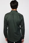 Slım Fit Düz Denim Cepli Gabardin Erkek Haki Gömlek