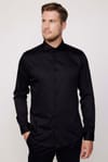 Slim Fit Koton Saten Premium Seri Erkek Siyah Gömlek