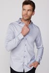 Slim Fit Koton SatenPremium Seri Gri Erkek Gömlek