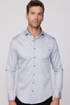 Slim Fit Koton SatenPremium Seri Gri Erkek Gömlek