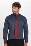 Slim Fit Uzun Kollu Koton Saten Premium Seri Erkek Antrasit Gömlek
