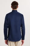 Erkek Slim Fit Dar Kesim %100 Pamuk Koton Saten Premium Seri Lacivert Gömlek