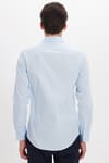 Erkek Slim Fit Dar Kesim %100 Pamuk Koton Saten Premium Seri Mavi Gömlek