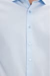 Erkek Slim Fit Dar Kesim %100 Pamuk Koton Saten Premium Seri Mavi Gömlek