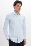 Erkek Slim Fit Dar Kesim %100 Pamuk Koton Saten Premium Seri Mavi Gömlek