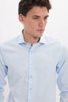 Erkek Slim Fit Dar Kesim %100 Pamuk Koton Saten Premium Seri Mavi Gömlek