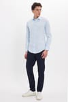 Erkek Slim Fit Dar Kesim %100 Pamuk Koton Saten Premium Seri Mavi Gömlek