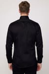 Slim Fit %100 Koton Saten Premium Erkek Siyah Gömlek