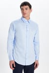 Erkek Slim Fit %100 Pamuk Koton Saten Premium Mavi Gömlek