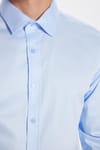Erkek Slim Fit %100 Pamuk Koton Saten Premium Mavi Gömlek