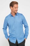 Slim Fit Uzun Kollu Kolay Ütü Teri Emen Nefes Alan Doku Kravatlık Dört Mevsim İndigo Erkek Gömlek