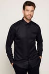 Slim Fit Kolay Ütülenebilir Ter Konforu Sağlayan Kravatlık Yaka Dört Mevsim Siyah Erkek Gömlek
