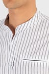 Slim Fit Uzun Kol Hakim Yaka Gizli Cep Çizgili Erkek Gömlek