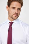 Slım Fıt Uzun Kollu Yüksek Yaka Premium Seri Cotton Saten Beyaz Gömlek