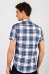 Slim Fit Kısa Kol Ekose Çift Cep Kapaklı Teksas Model Erkek Gömlek