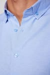 Slim Fit Düğmeli Yaka Pamuklu Kolay Ütü Düz Mavi Erkek Gömlek