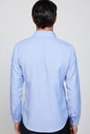 Slim Fit Düğmeli Yaka Pamuklu Kolay Ütü Düz Mavi Erkek Gömlek