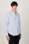 Slim Fit Uzun Kol Baskılı Desenli Yaka Düğmeli Erkek Gömlek